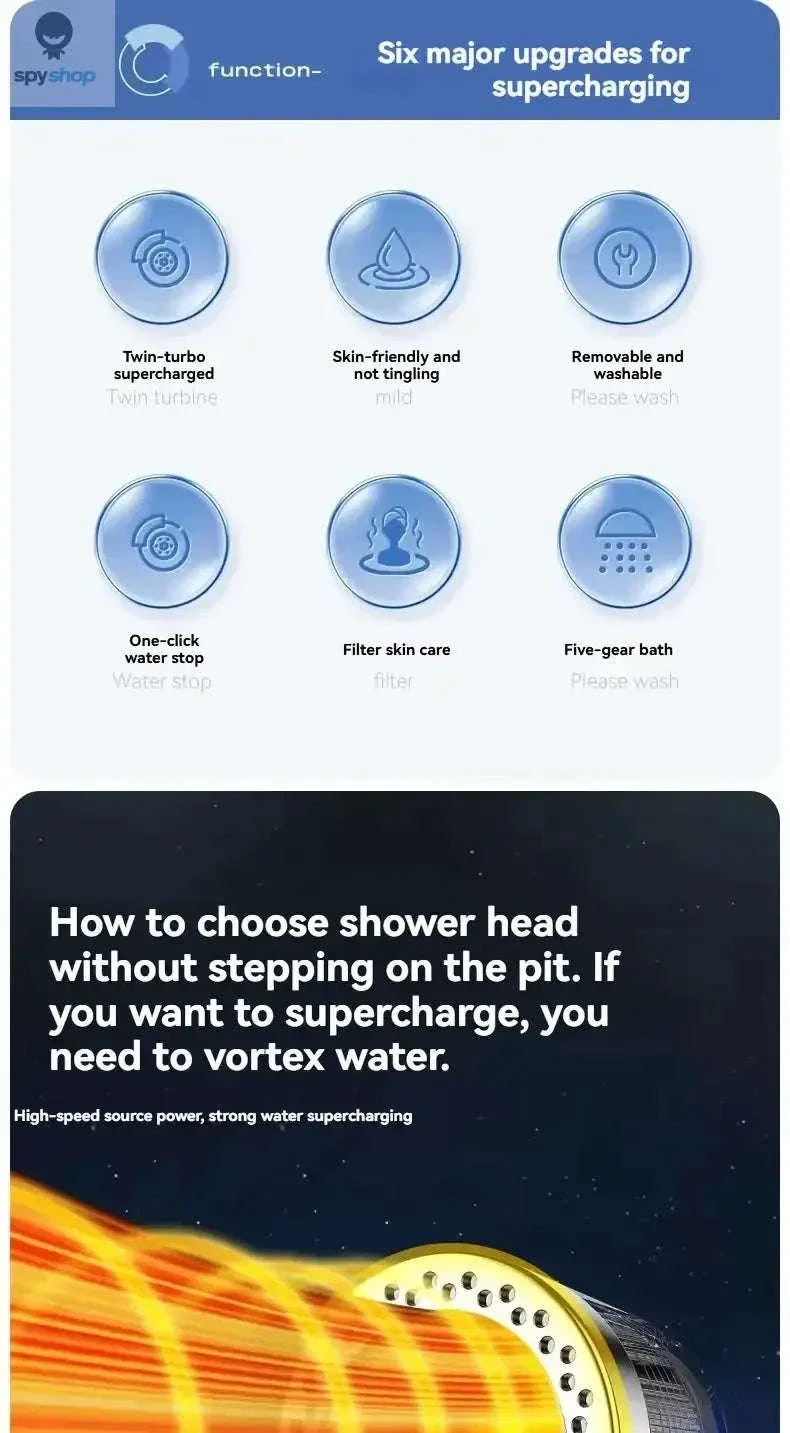HydroLux High-Pressure Shower Head with Filter and Spray Modes - Image 9