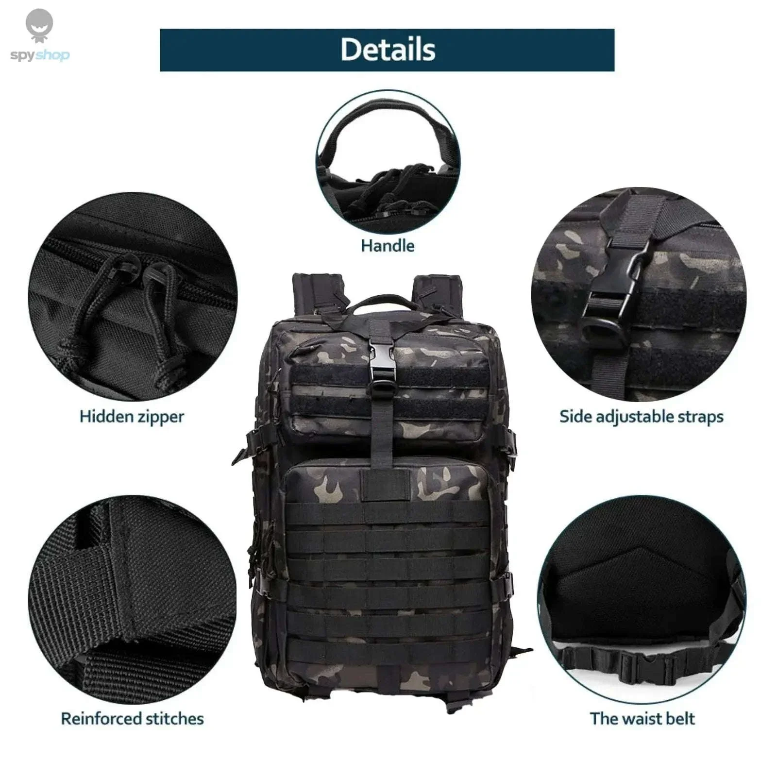 TrailForce Tactical Backpack Waterproof MOLLE Outdoor Pack - Image 17