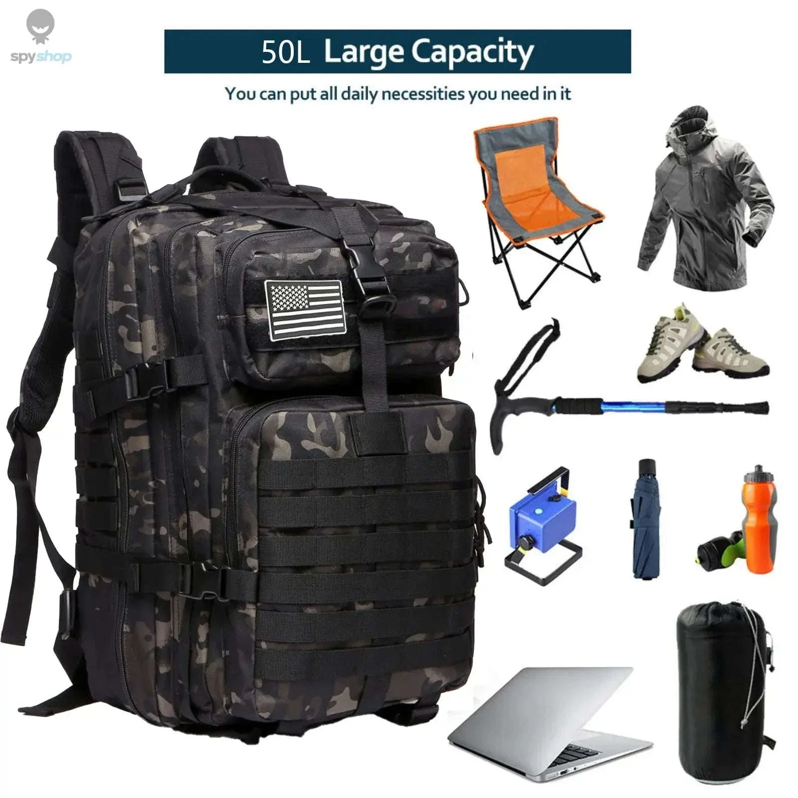 TrailForce Tactical Backpack Waterproof MOLLE Outdoor Pack - Image 20