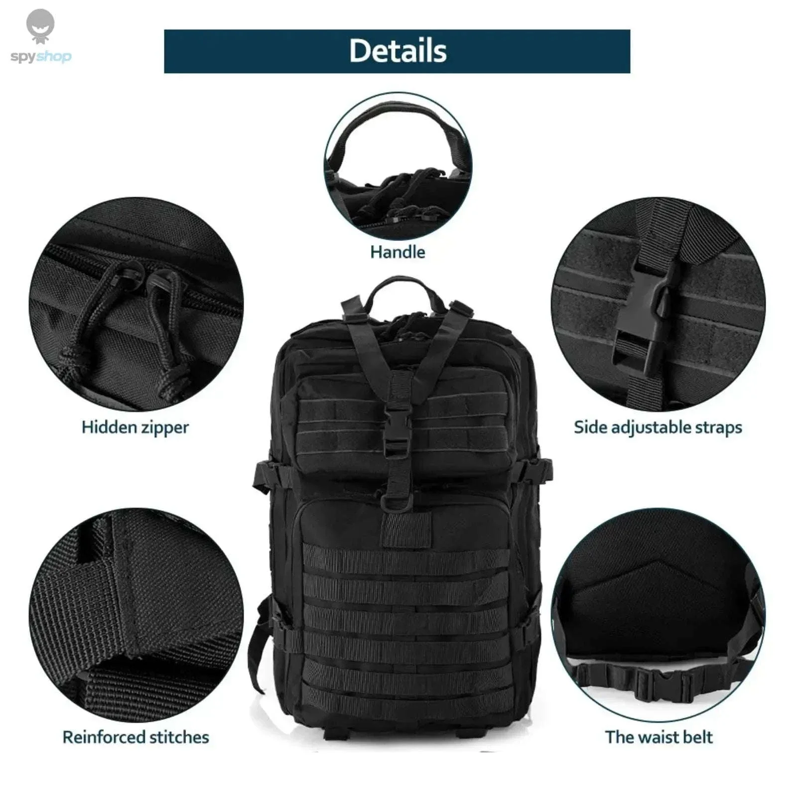 TrailForce Tactical Backpack Waterproof MOLLE Outdoor Pack - Image 5