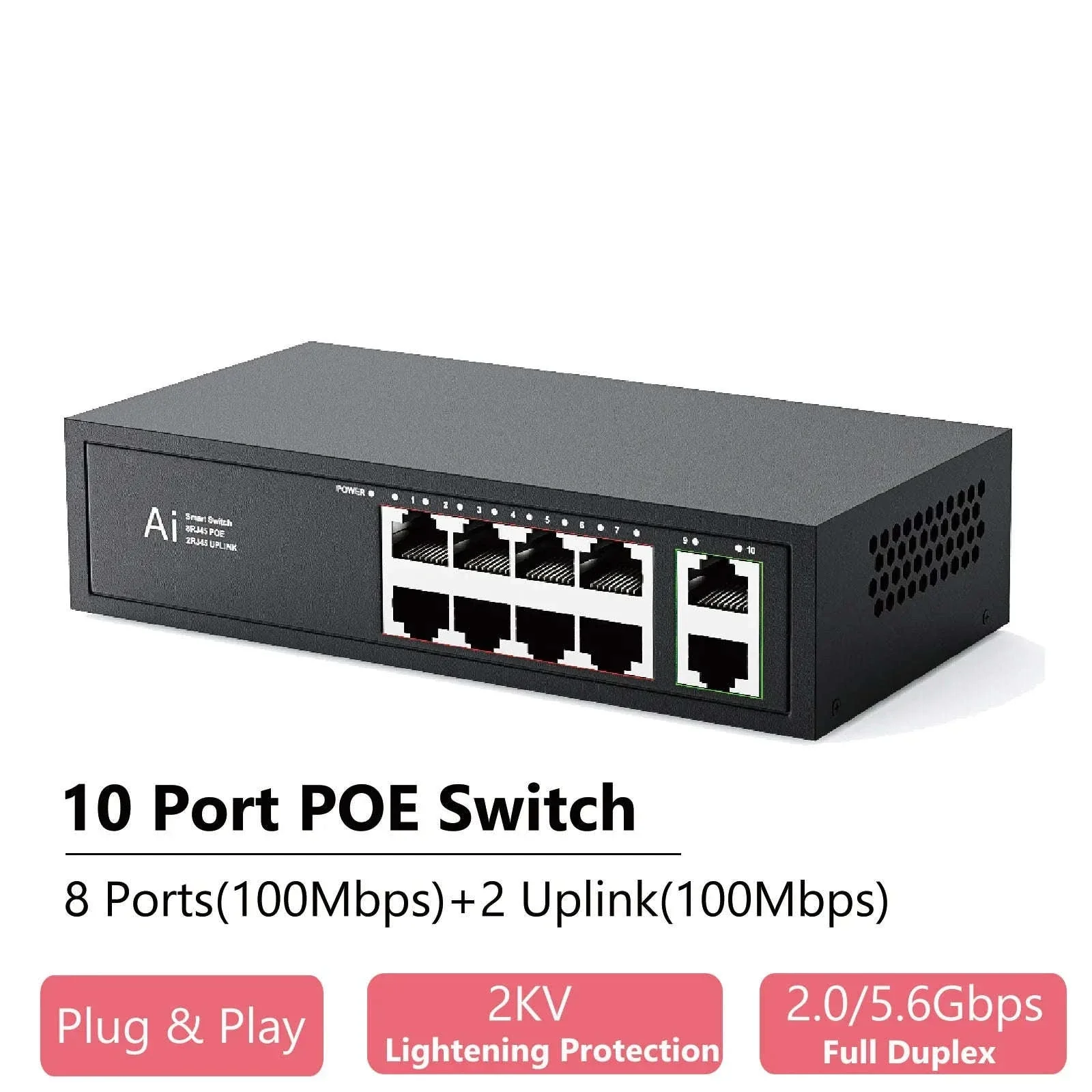 Ienron PoE Switch 6/10 Port 100Mbps Ethernet Network Switch