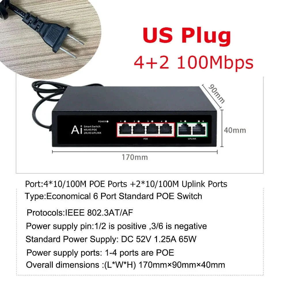Ienron PoE Switch 6/10 Port 100Mbps Ethernet Network Switch - Image 10