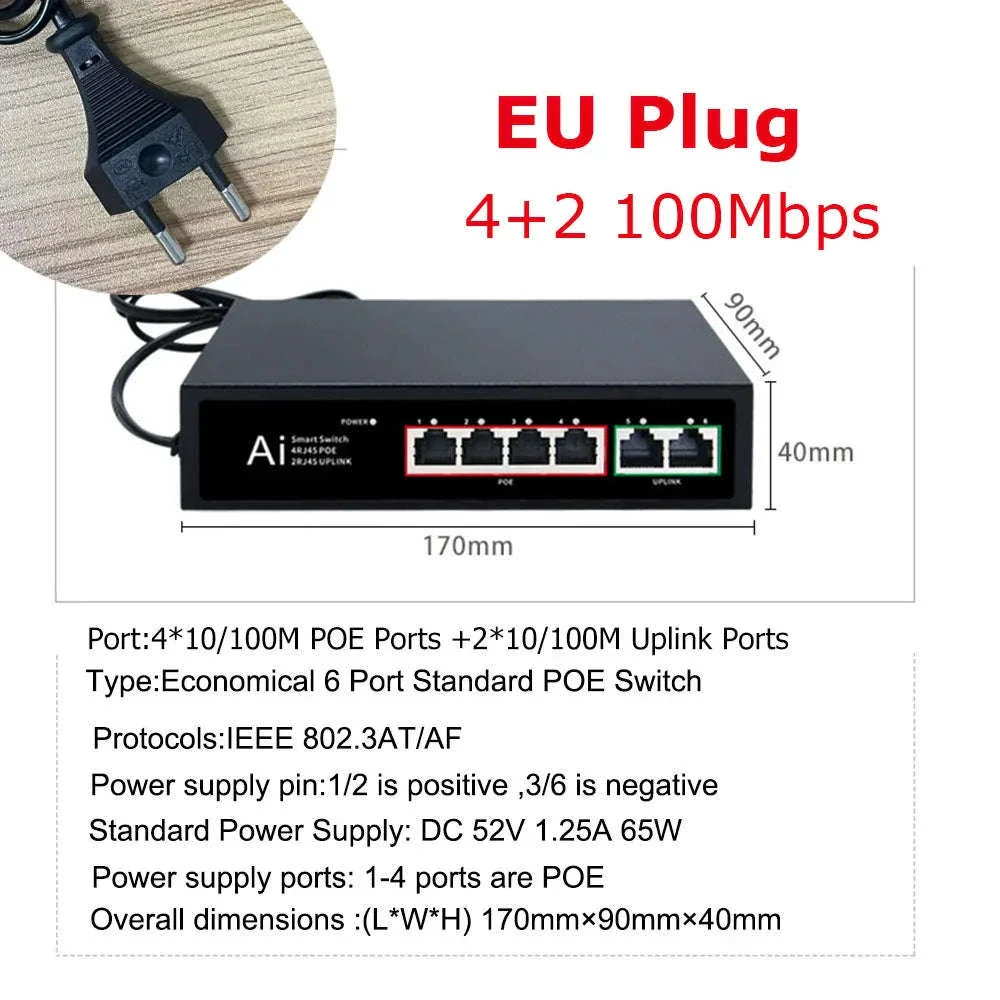 Ienron PoE Switch 6/10 Port 100Mbps Ethernet Network Switch - Image 8