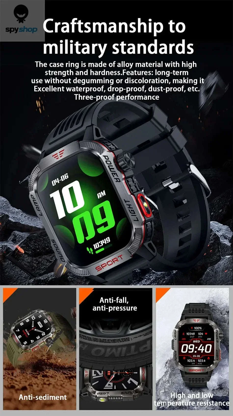 Military GPS Smart Watch with Compass, Flashlight and Bluetooth Calling - Image 10