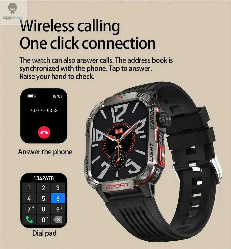 Military GPS Smart Watch with Compass, Flashlight and Bluetooth Calling - Image 12