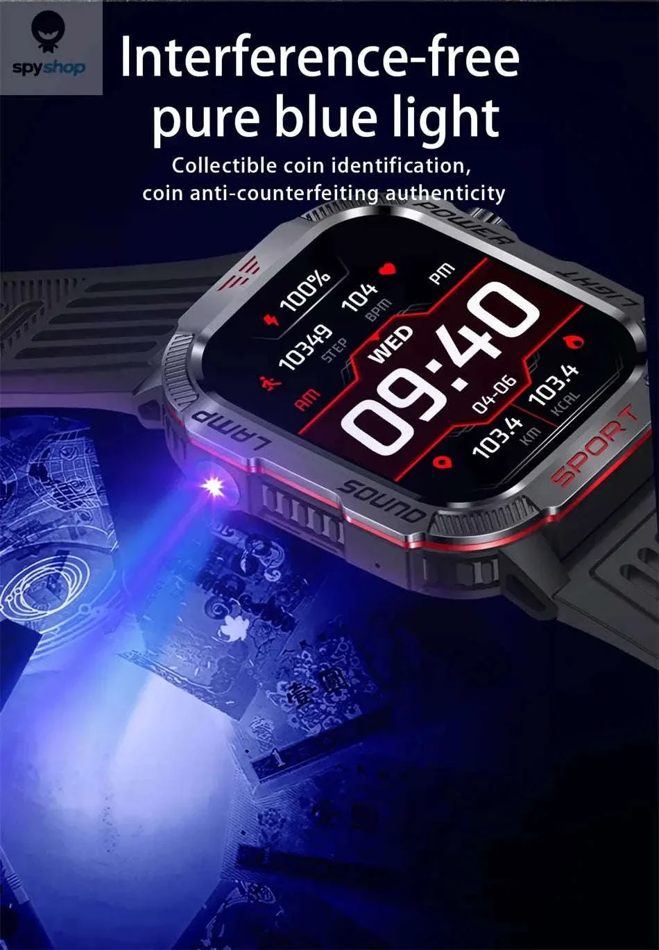 Military GPS Smart Watch with Compass, Flashlight and Bluetooth Calling - Image 14