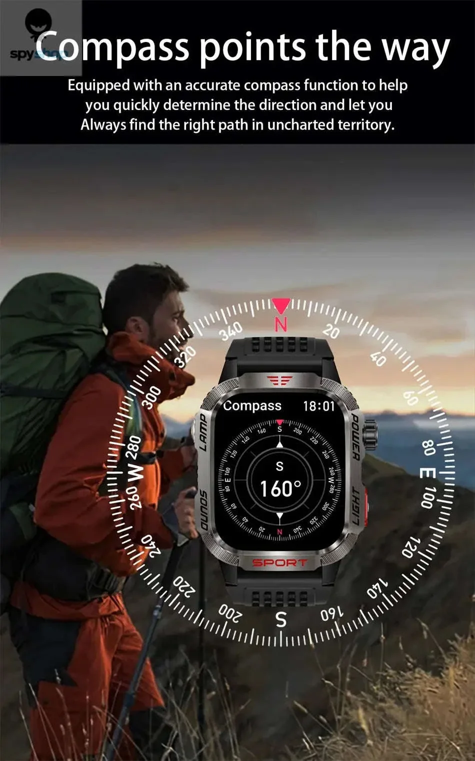 Military GPS Smart Watch with Compass, Flashlight and Bluetooth Calling - Image 16