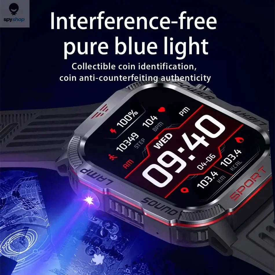 Military GPS Smart Watch with Compass, Flashlight and Bluetooth Calling - Image 3