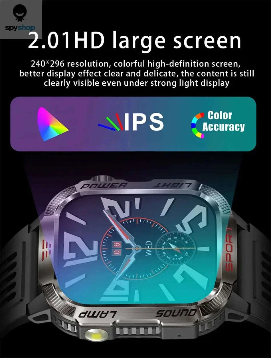 Military GPS Smart Watch with Compass, Flashlight and Bluetooth Calling - Image 9
