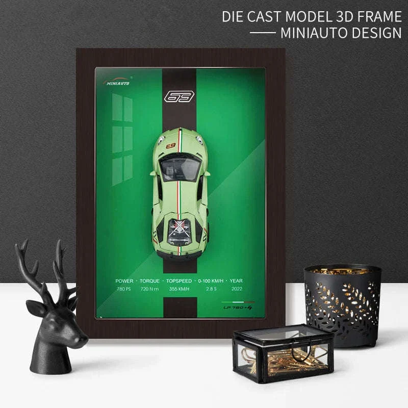 1:32 Diecast Metal Sports Car Frame Wall Decor Model - Image 2