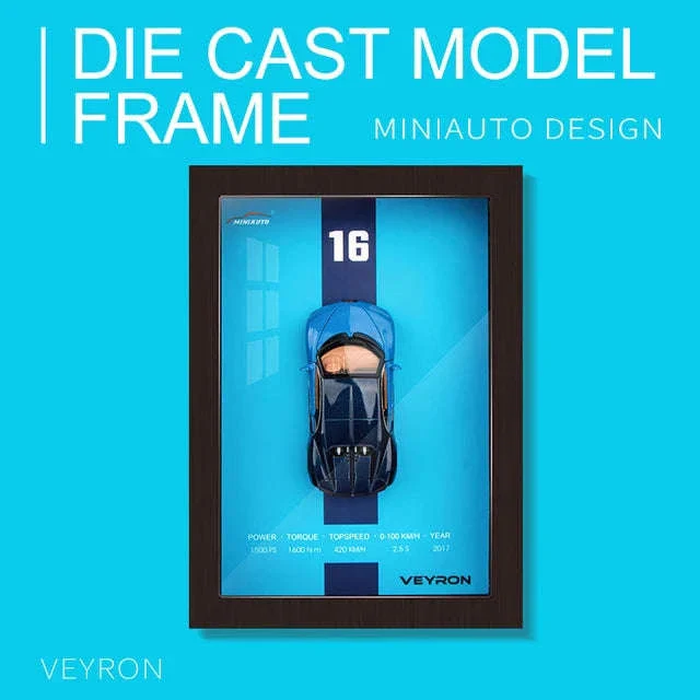 1:32 Diecast Metal Sports Car Frame Wall Decor Model - Image 21