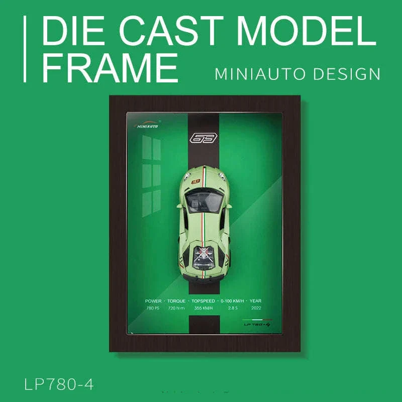 1:32 Diecast Metal Sports Car Frame Wall Decor Model - Image 5
