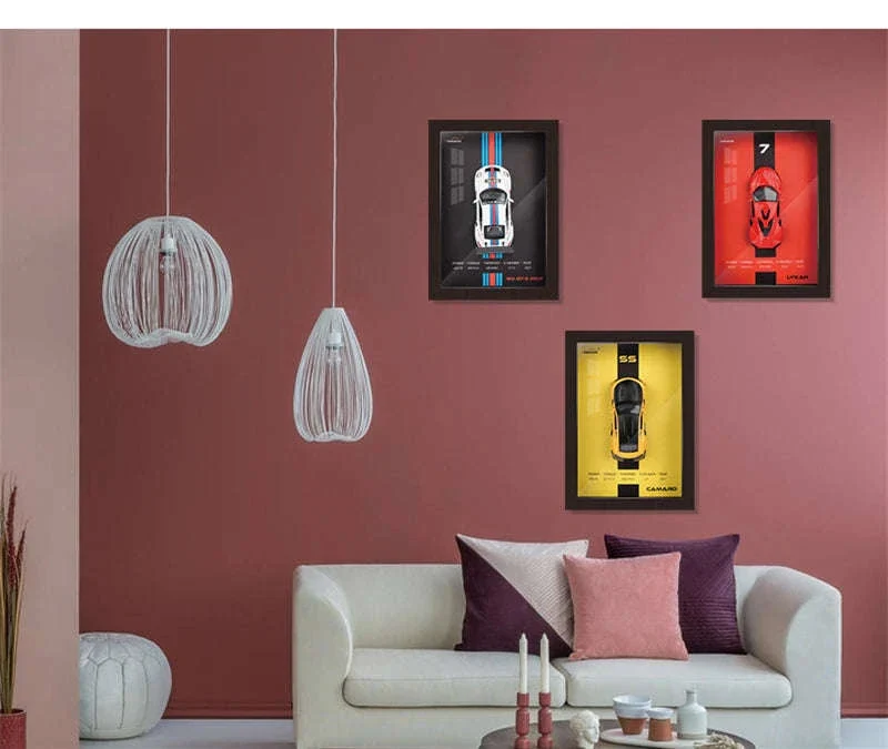 1:32 Diecast Metal Sports Car Frame Wall Decor Model - Image 9