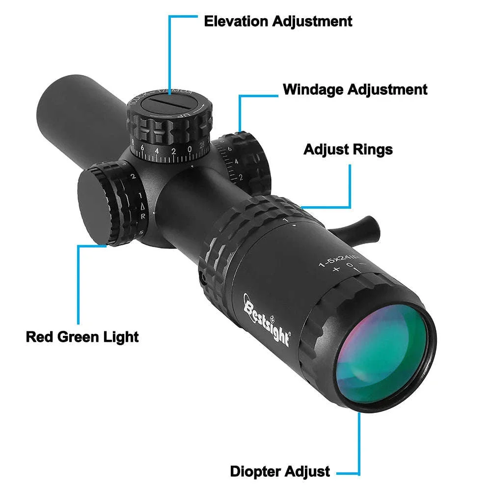 1-5x24 Tactical Rifle Scope with Red/Green Illumination - Image 3