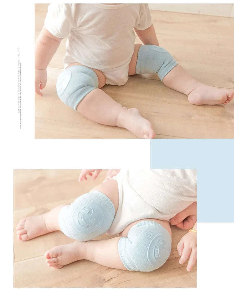 Cotton Baby Knee & Elbow Pads in Blue for Crawling Comfort - Image 3