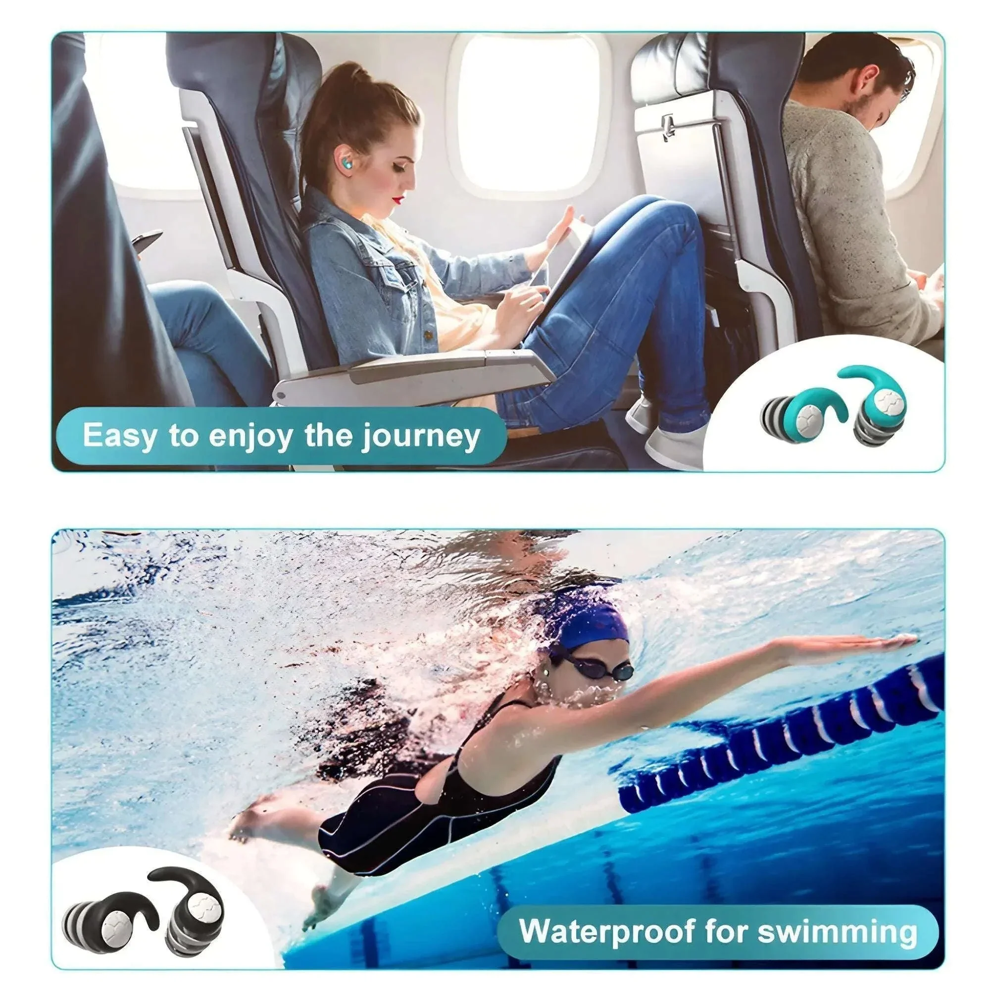 Soft Silicone Waterproof Earplugs for Quiet Sleep and Swim Use - Image 12