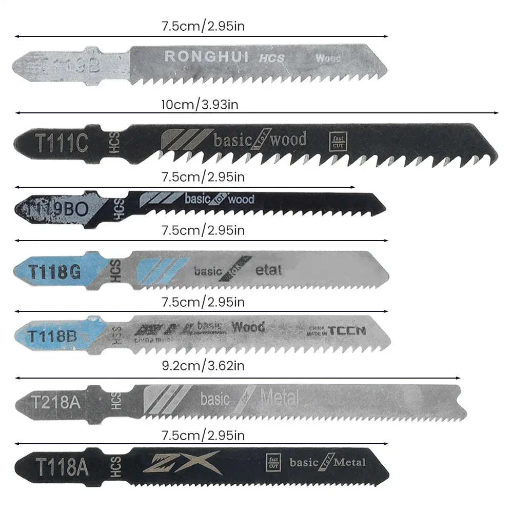 Assorted HCS T-Shank Jigsaw Blades Set for Wood, Plastic, Metal - Image 14