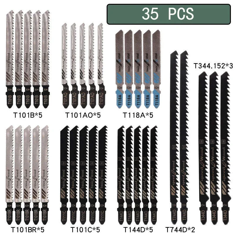 Assorted HCS T-Shank Jigsaw Blades Set for Wood, Plastic, Metal - Image 18
