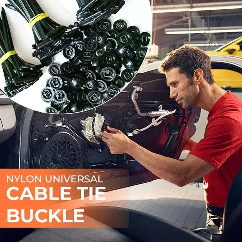 Black Nylon Self-Locking Cable Tie Buckles for Cable Management - Image 2