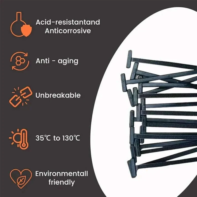 Black Nylon Self-Locking Cable Tie Buckles for Cable Management - Image 3