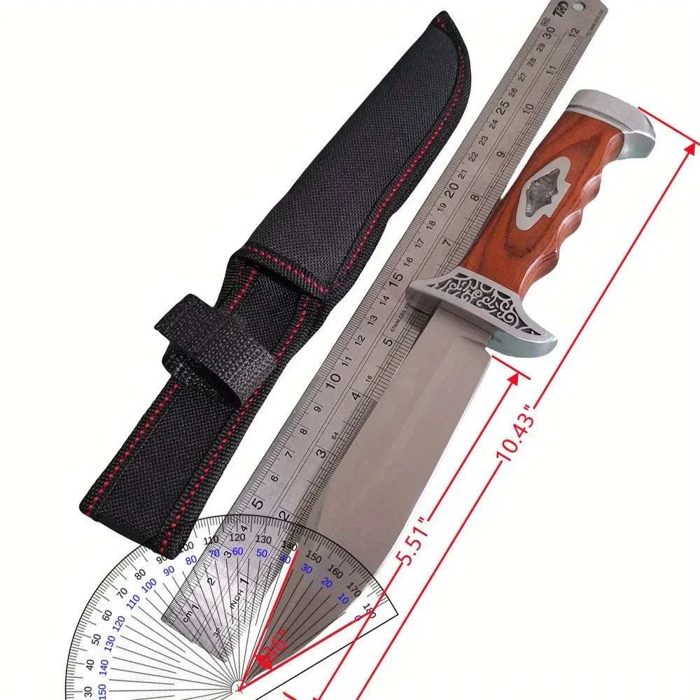 10.4" Fixed Blade Outdoor Knife with 9Cr18MoV Steel & Sheath - Image 2