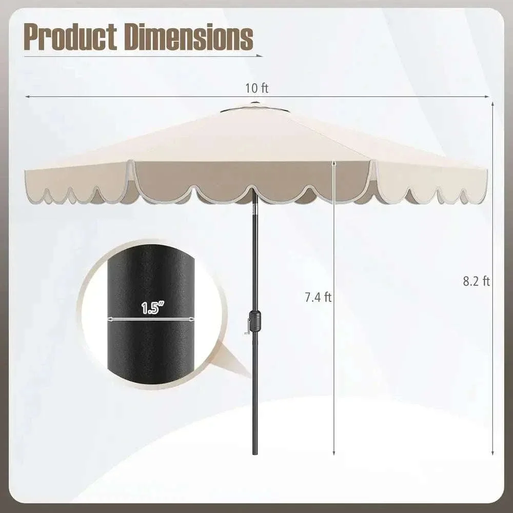 10-Foot 2-Tier Scalloped Patio Umbrella with Crank and 8 Ribs - Image 10