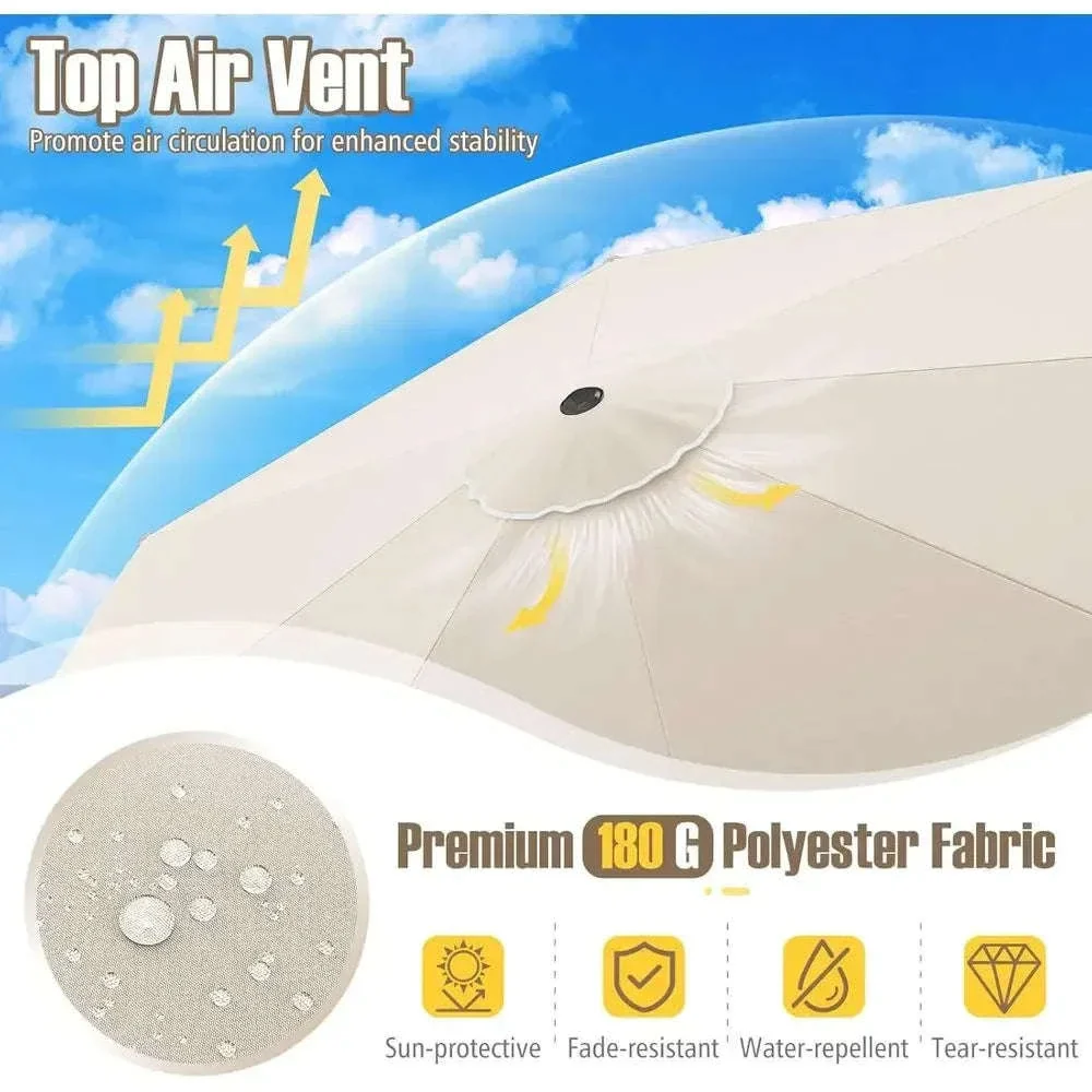 10-Foot 2-Tier Scalloped Patio Umbrella with Crank and 8 Ribs - Image 12