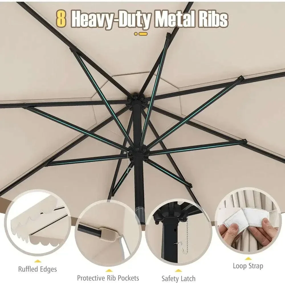 10-Foot 2-Tier Scalloped Patio Umbrella with Crank and 8 Ribs - Image 13