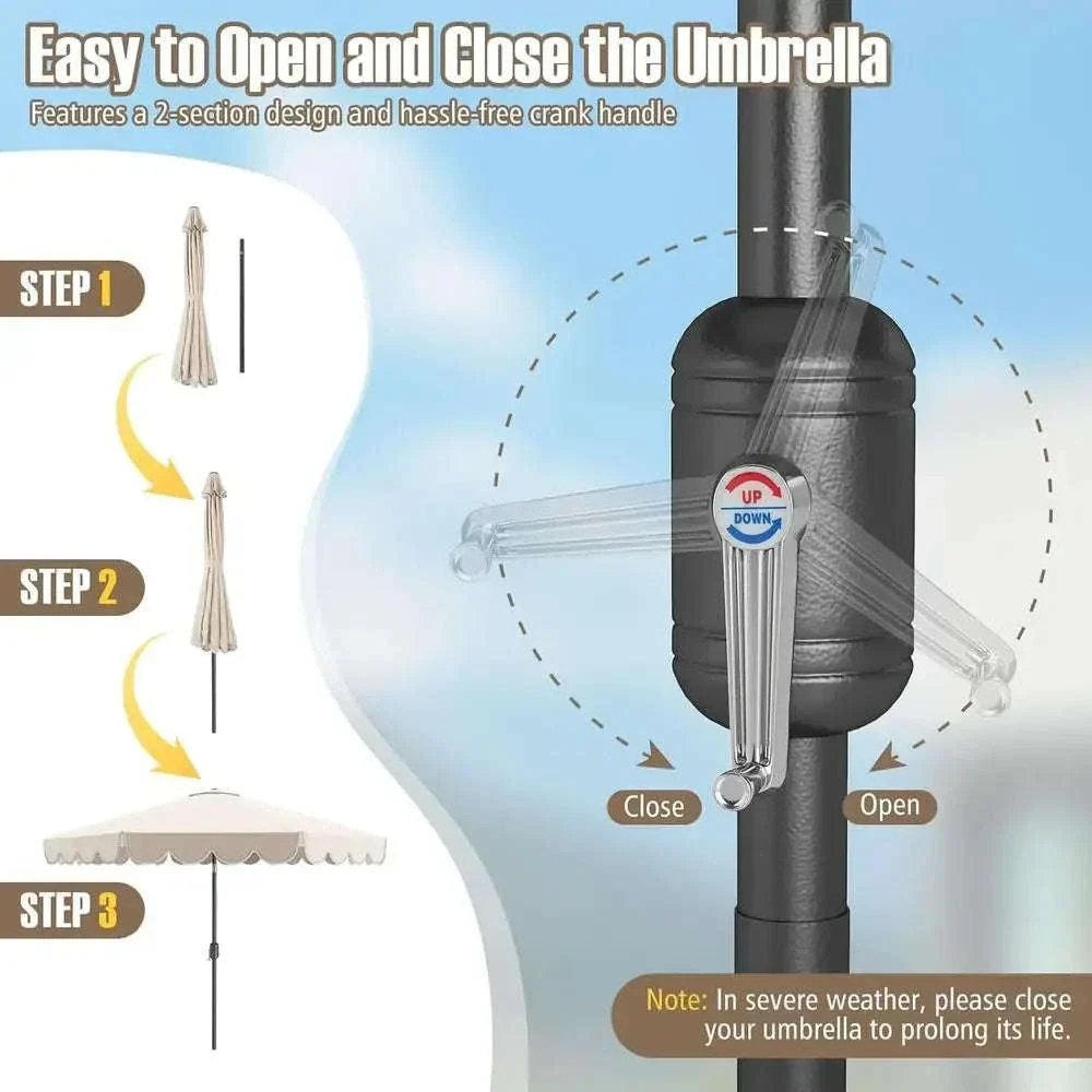 10-Foot 2-Tier Scalloped Patio Umbrella with Crank and 8 Ribs - Image 14
