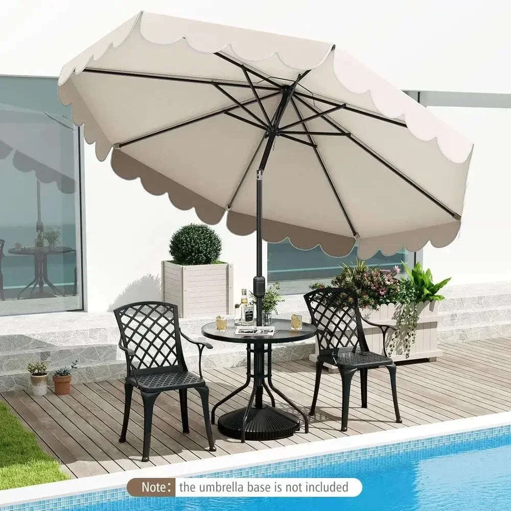 10-Foot 2-Tier Scalloped Patio Umbrella with Crank and 8 Ribs - Image 15
