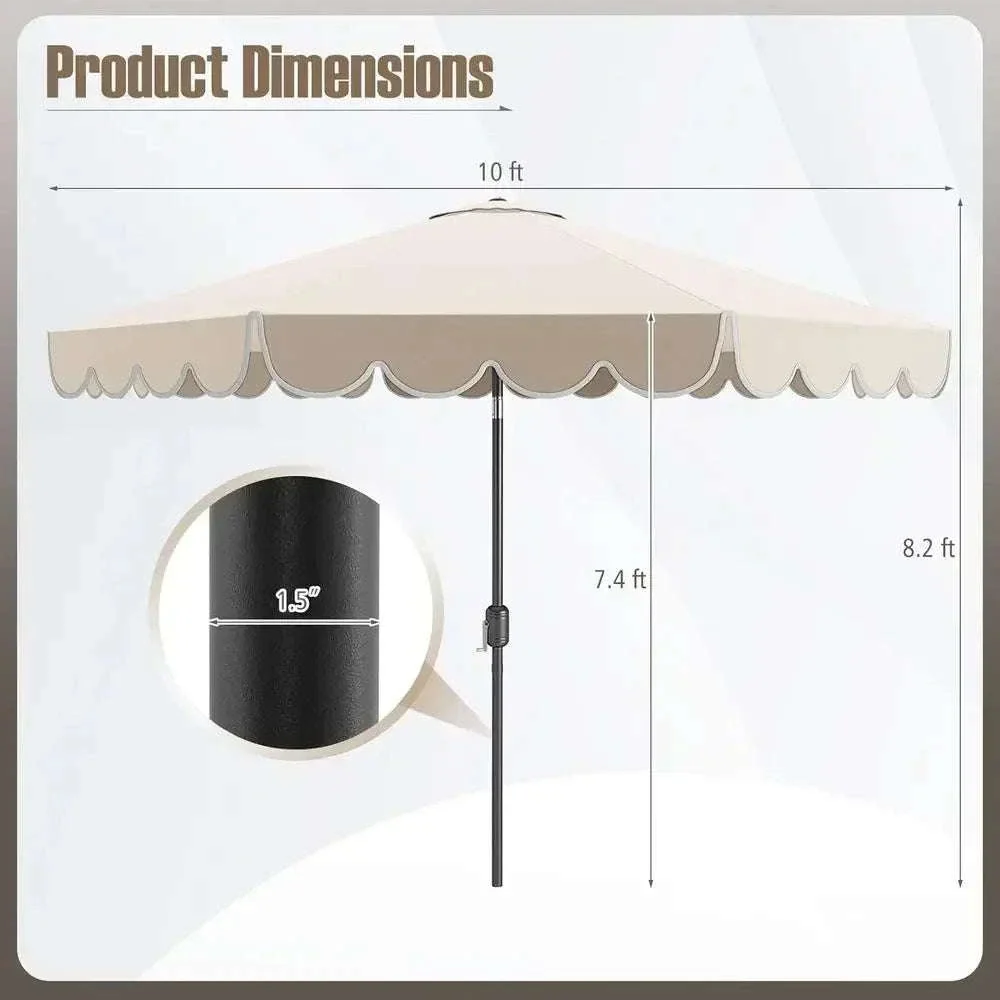10-Foot 2-Tier Scalloped Patio Umbrella with Crank and 8 Ribs - Image 4