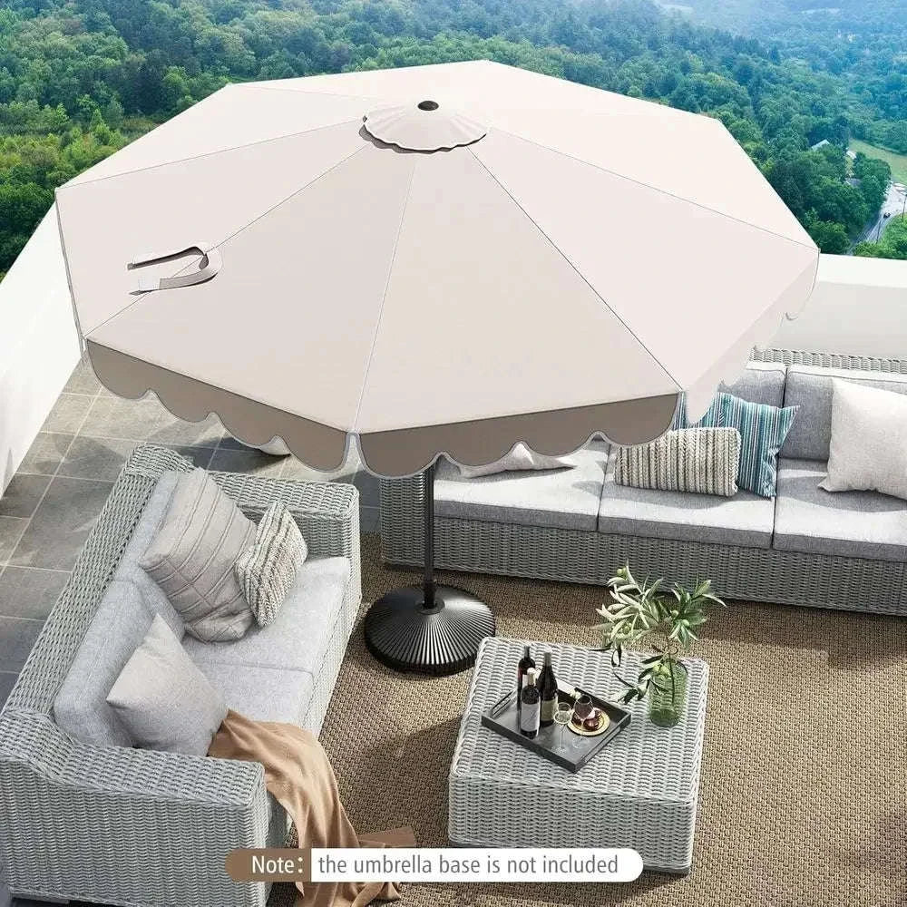 10-Foot 2-Tier Scalloped Patio Umbrella with Crank and 8 Ribs - Image 9