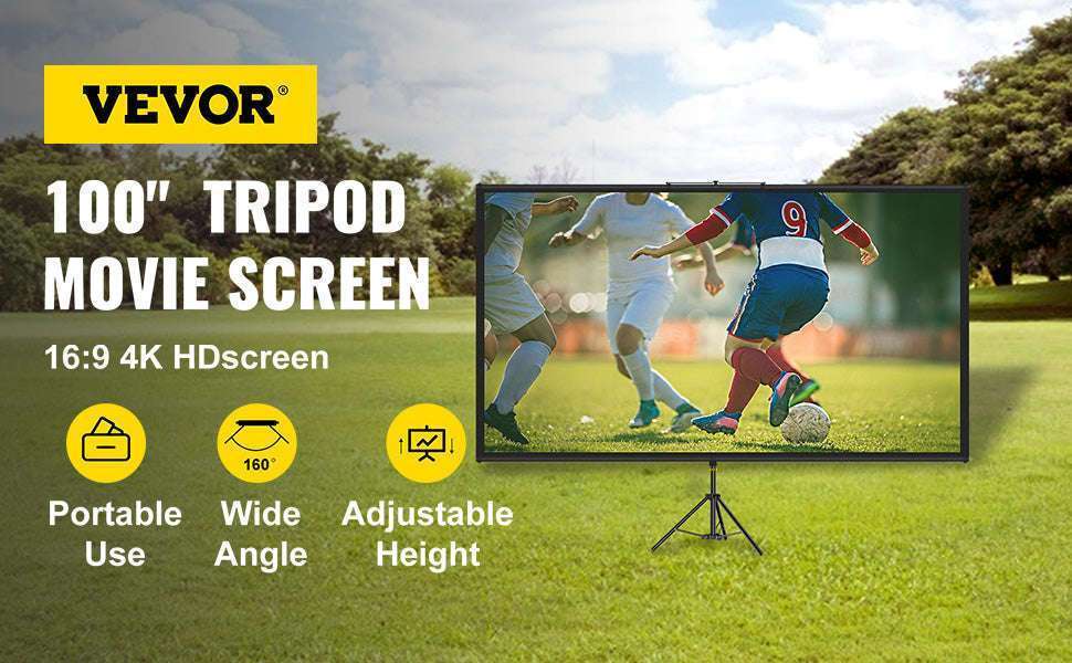 100" 4K HD Tripod Projector Screen with Stand, Indoor Outdoor - Image 8