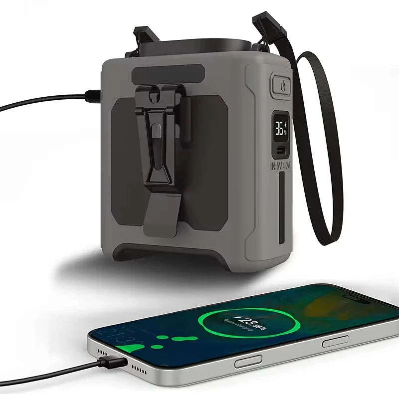 10000mAh Neck-Worn Fan with LED Light and Power Bank - Image 9