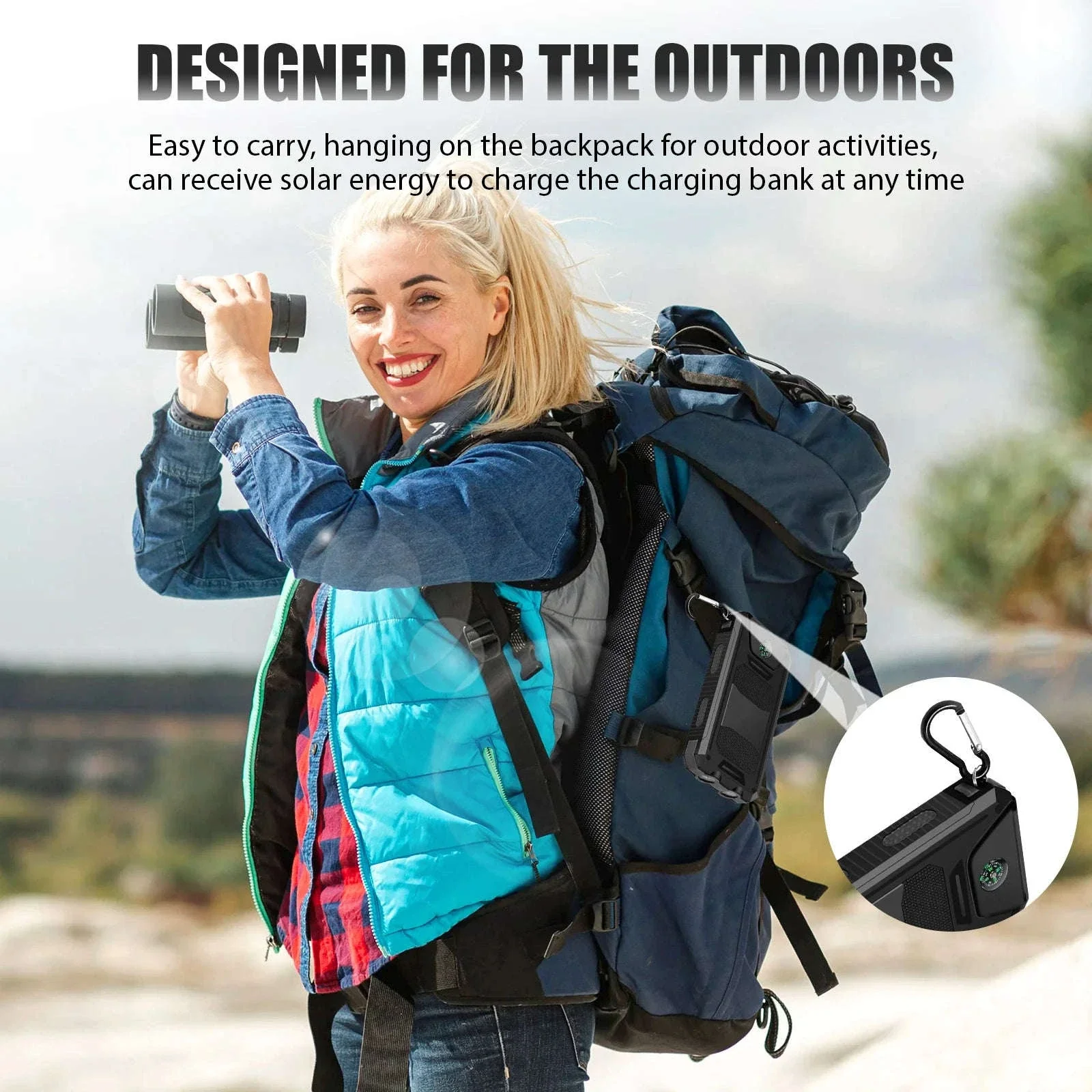 10000mAh Solar Power Bank with Dual USB, LED Flashlight & Waterproof Design - Image 11