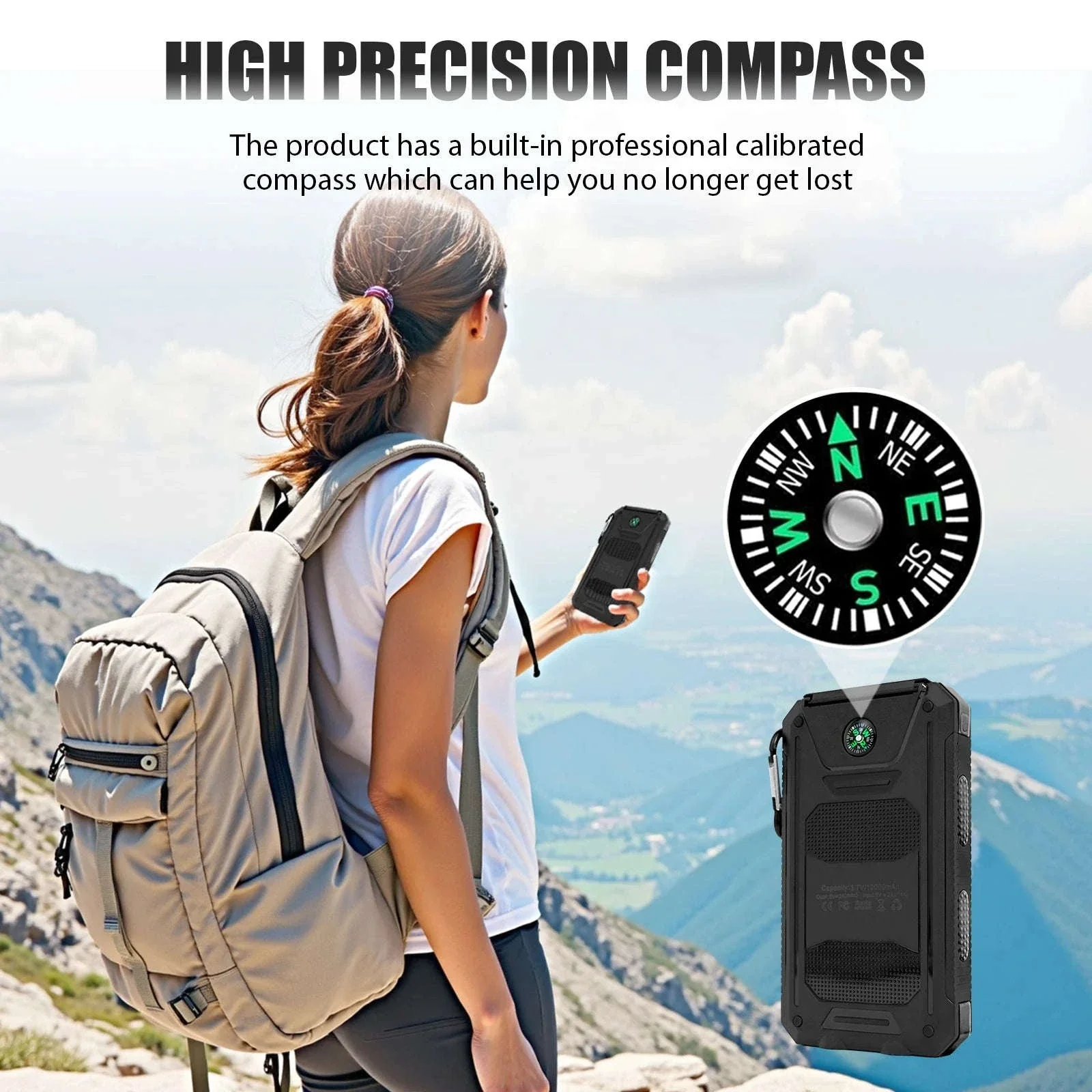 10000mAh Solar Power Bank with Dual USB, LED Flashlight & Waterproof Design - Image 12