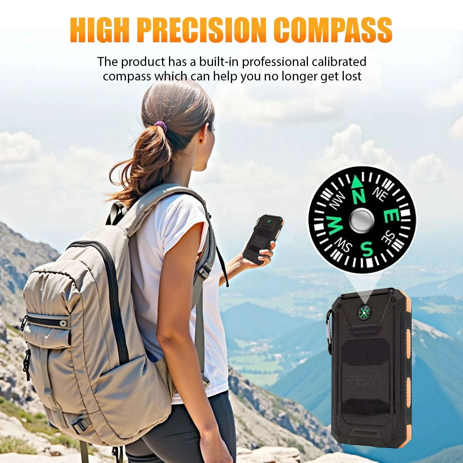 10000mAh Solar Power Bank with Dual USB, LED Flashlight & Waterproof Design - Image 4