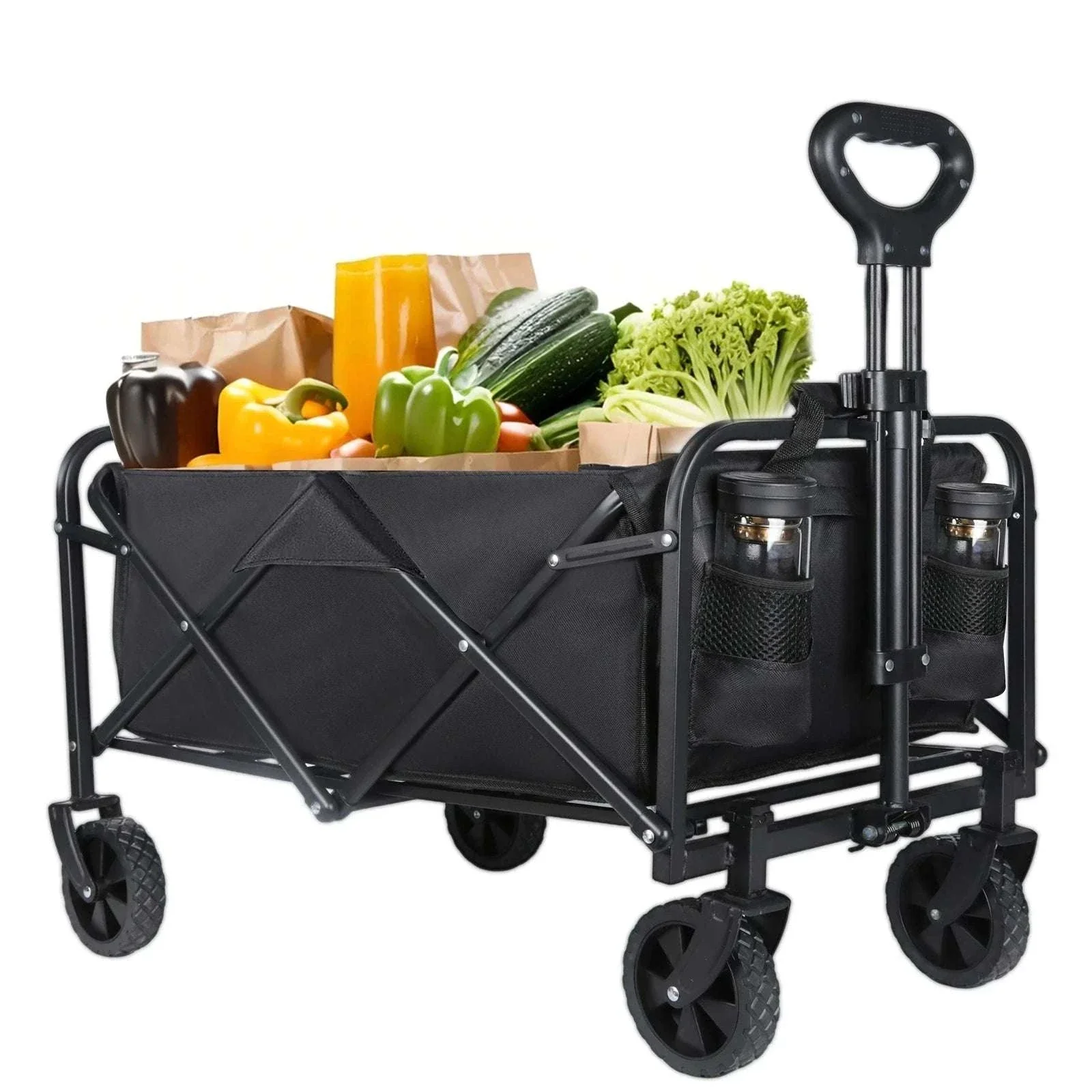 100L Foldable Wagon Cart with Wheels 75kg Load Outdoor Trolley - Image 7