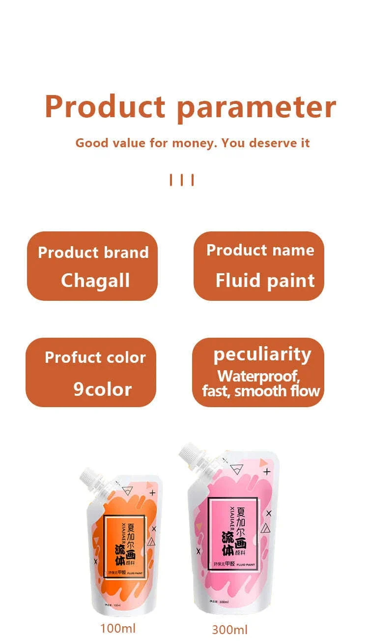 100ml Fluid Acrylic Paint Pouch for Bold Creative Colour - Image 12