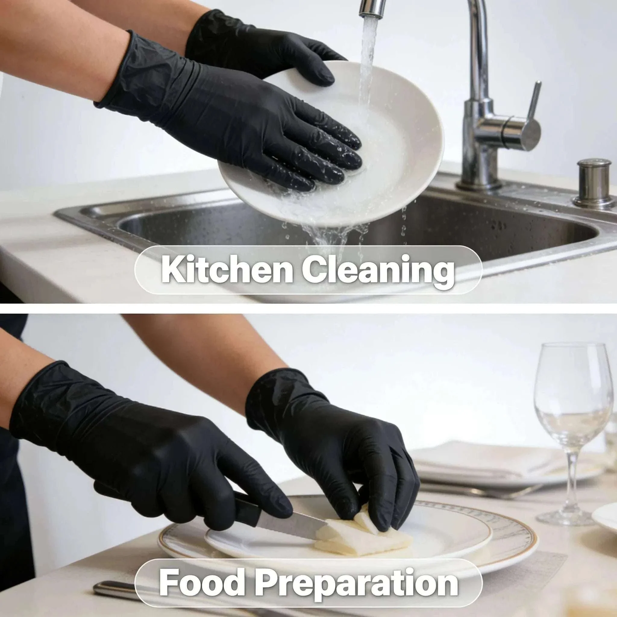 100PCS Black Disposable Cleaning Gloves for Salon, Tattoo & Dishwashing - Image 10