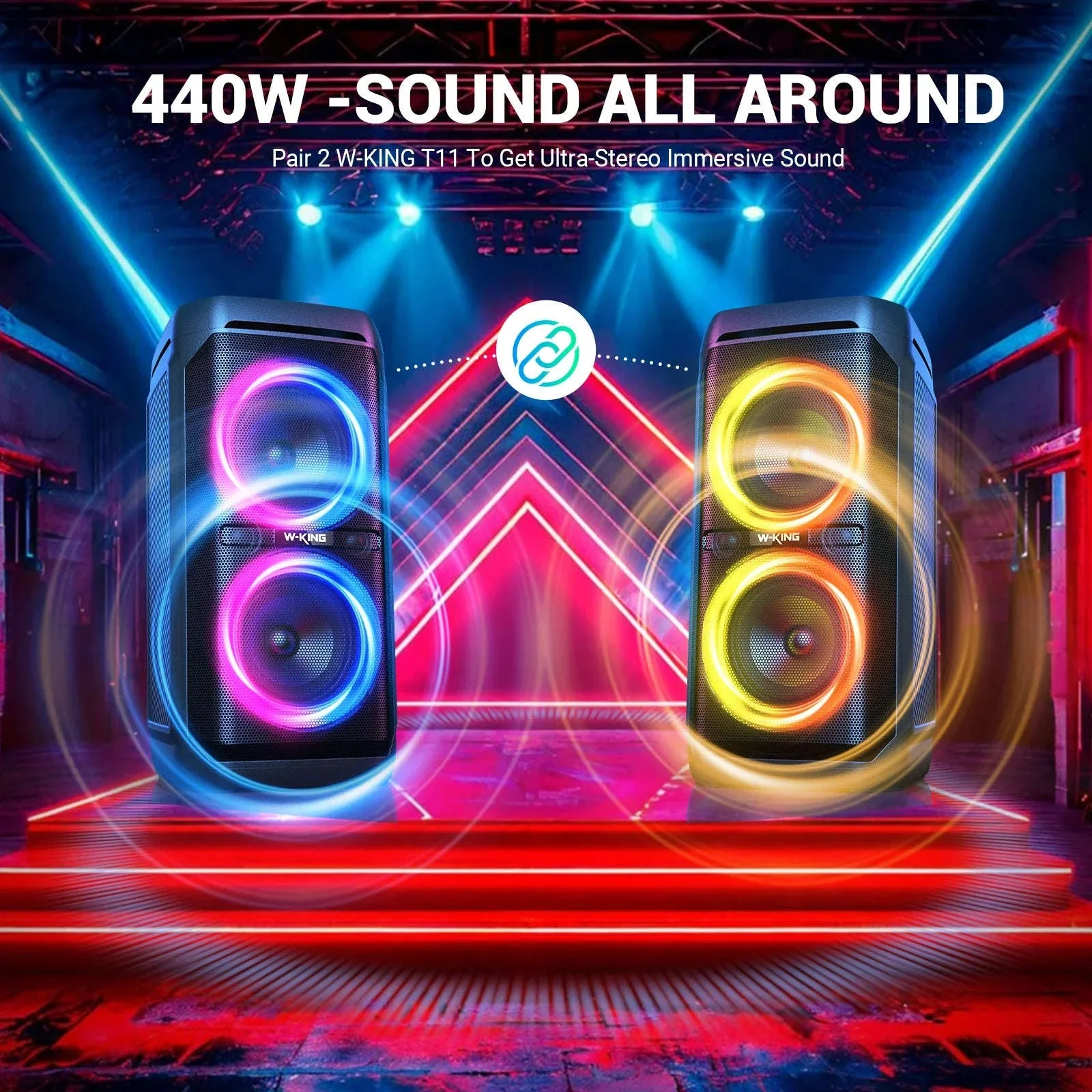 100W Bluetooth Party Speaker with Deep Bass, 24H Play & IPX6 Waterproof - Image 3