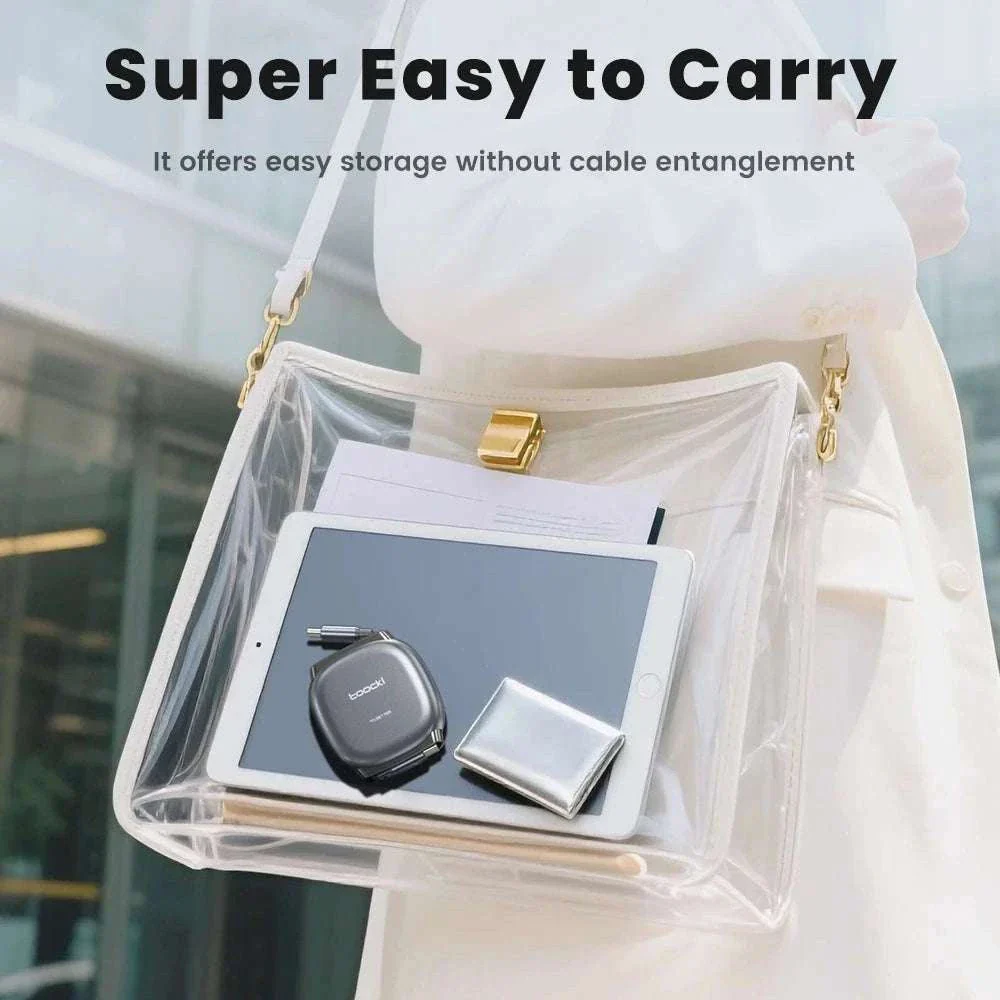 100W Retractable USB-C Fast Charging Cable with Magnetic Storage - Image 4