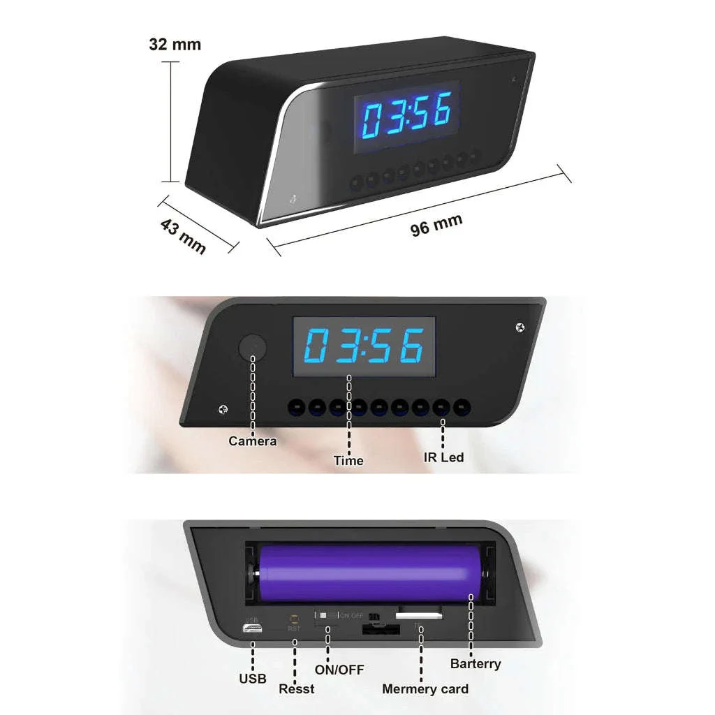 Mini Clock Camera 1080P Discreet Home Monitoring - Image 3