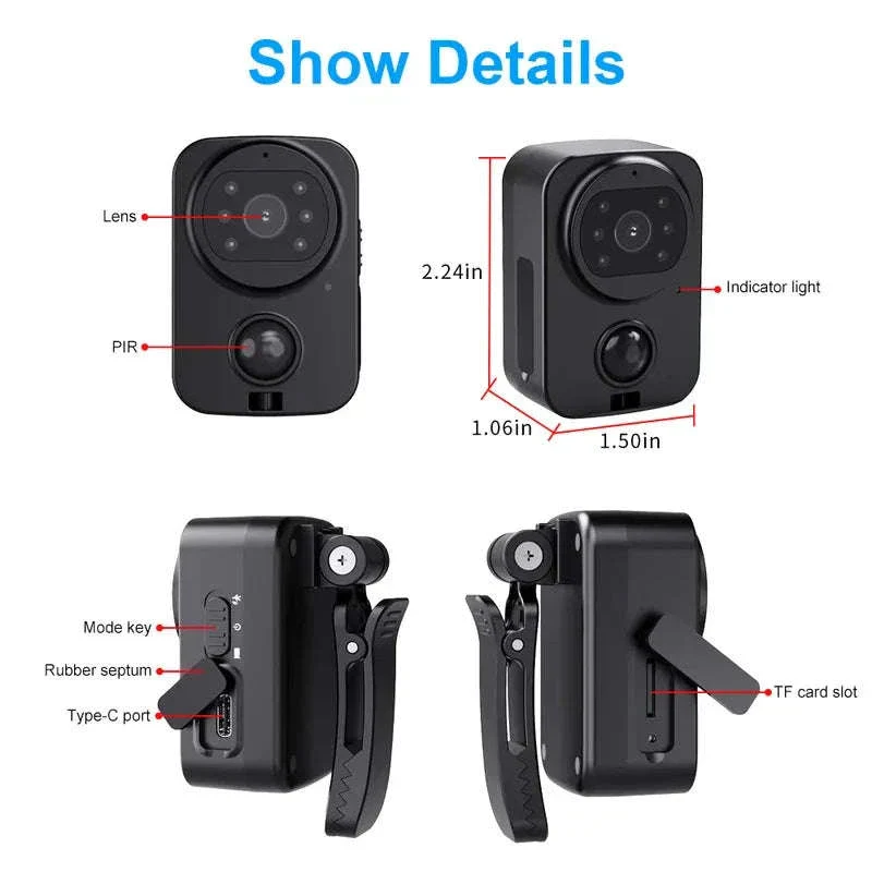 1080P Mini Body Camera Waterproof with Night Vision & PIR Motion Sensor - Image 6