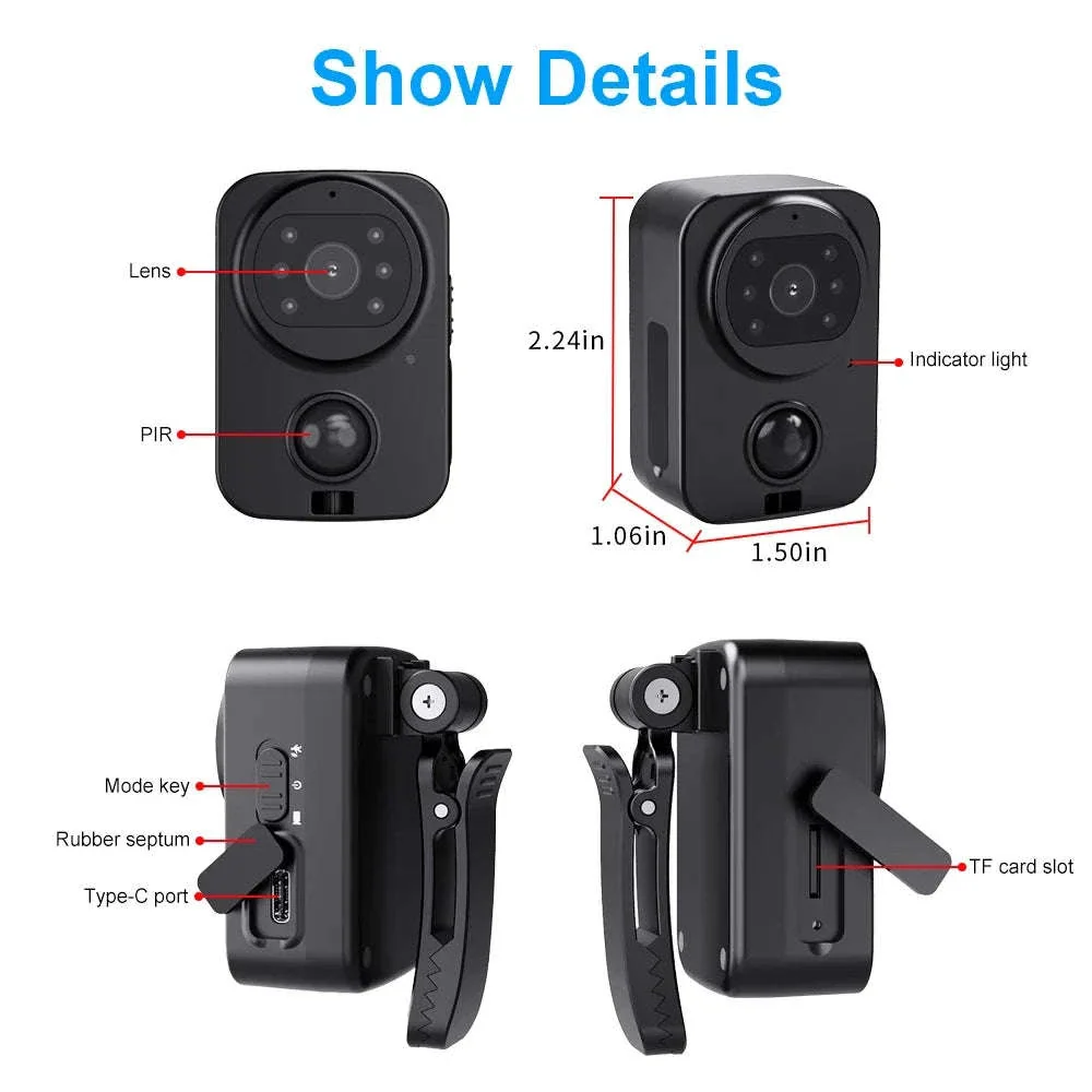 1080P Mini Body Camera Waterproof with Night Vision & PIR Motion Sensor - Image 7