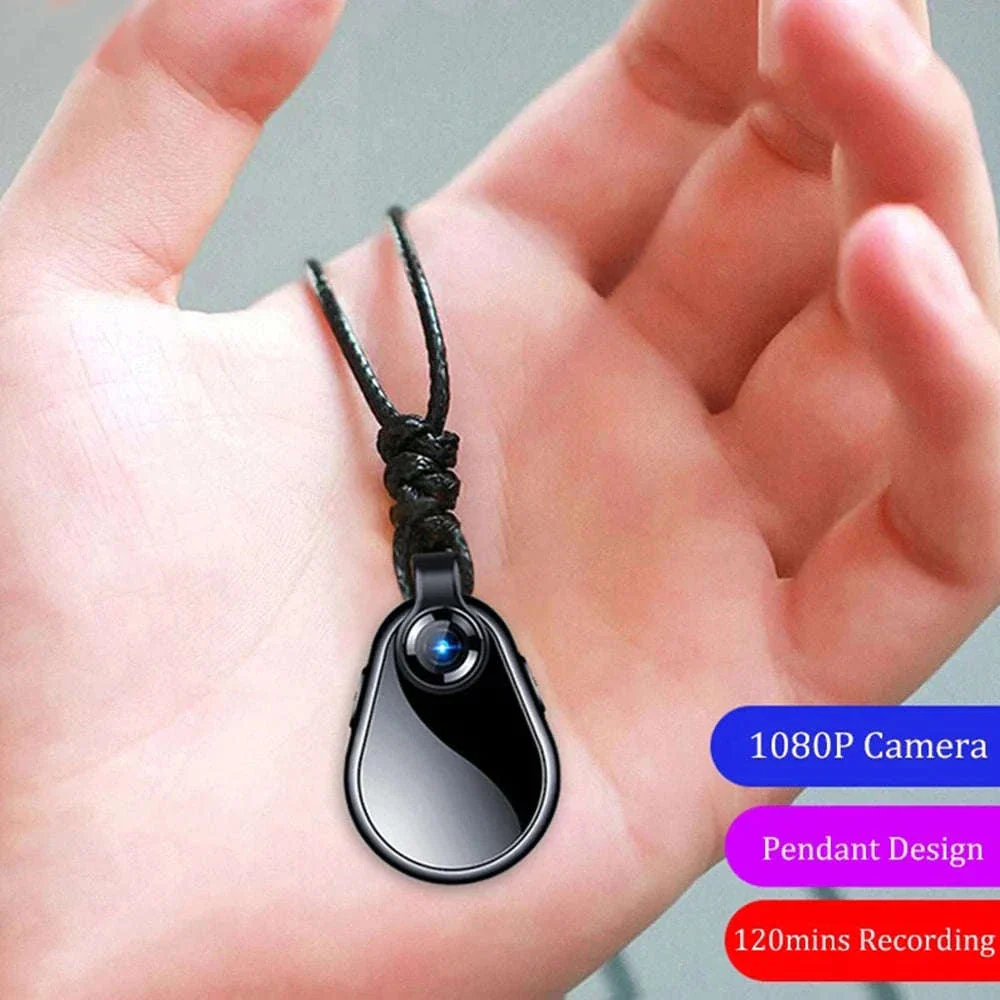 1080P Mini Hidden Camera Necklace with Wide Angle & Audio Recording
