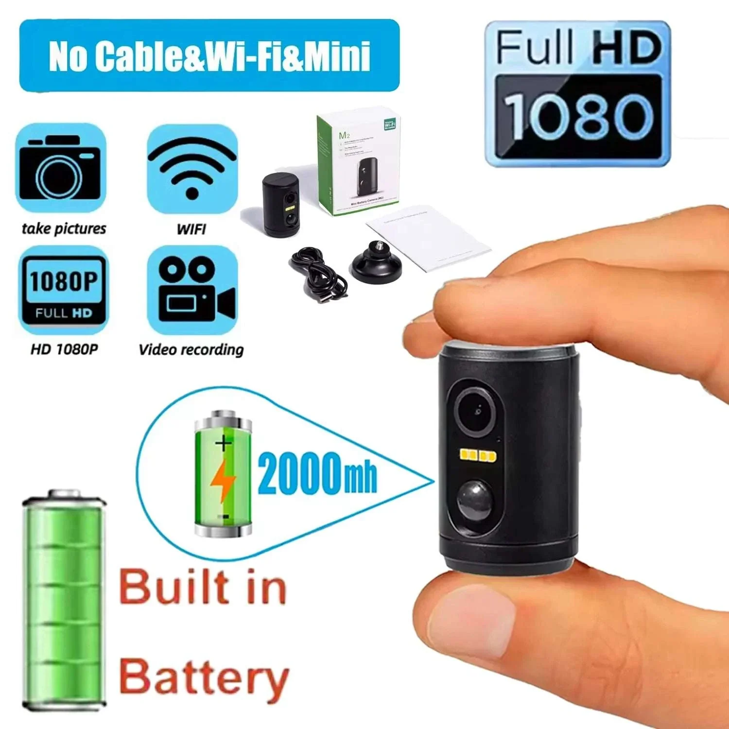 1080P Wireless Mini Security Camera with PIR Motion Detection