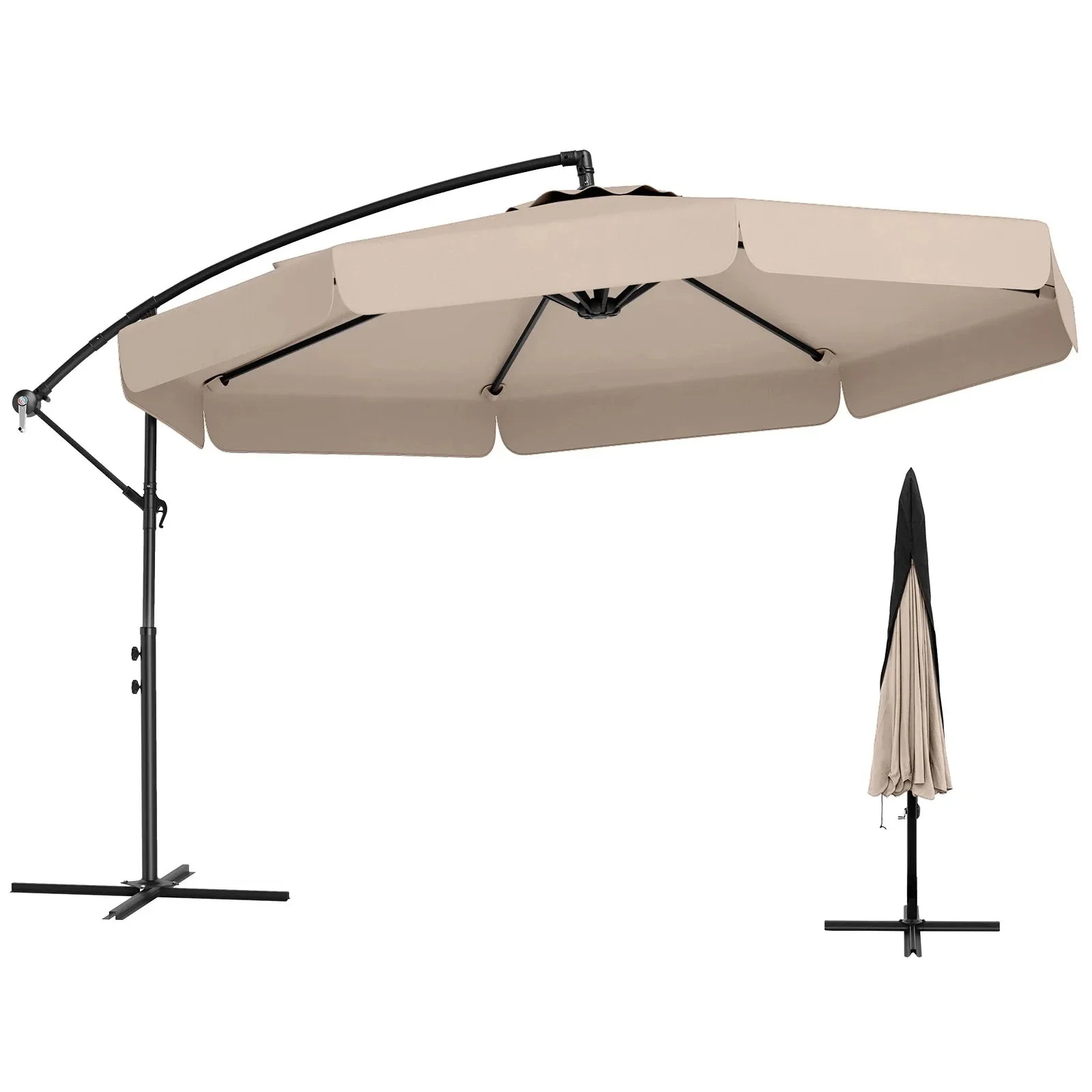 10 ft Offset Hanging Patio Umbrella with Cover