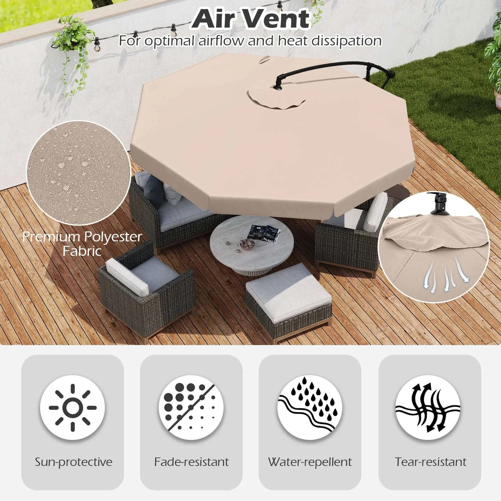 10 ft Offset Hanging Patio Umbrella with Cover - Image 4