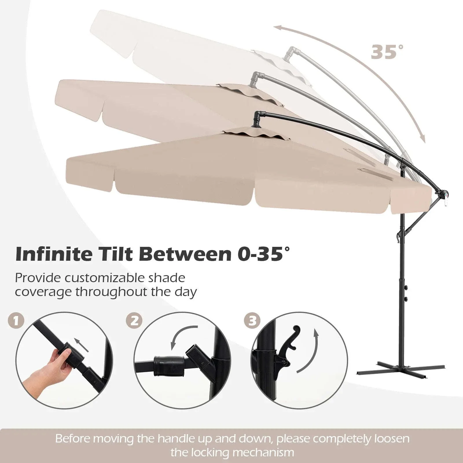 10 ft Offset Hanging Patio Umbrella with Cover - Image 5